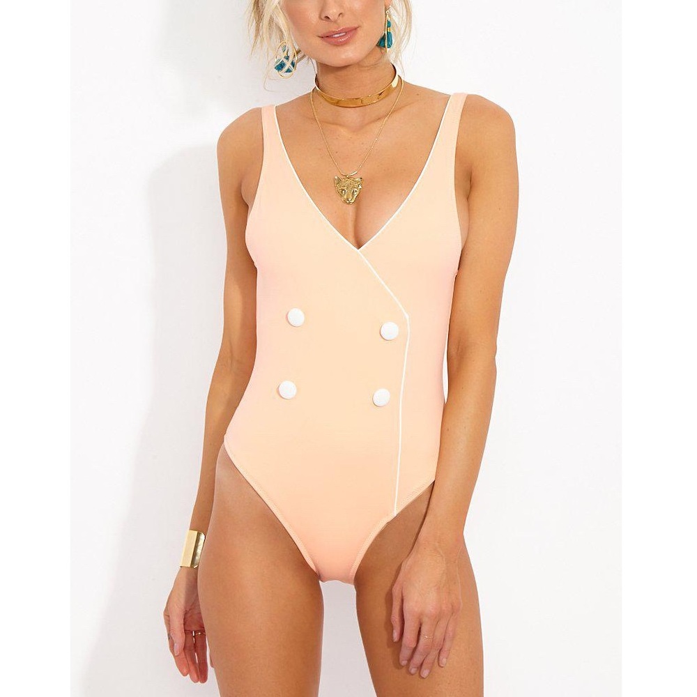 NWT $170 Solid & Striped Juliette Double-Breasted Menswear One-Piece Swimsuit M